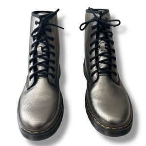 Dr Martens Zavala Boots Womens 8 Metallic Gold Alumix Hex Platform Combat